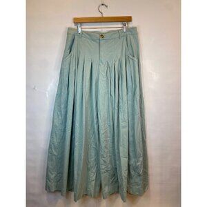 Oli & Hali Women's Pleated Ultra Wide Leg Pant Size XL Light Teal Blue Boho